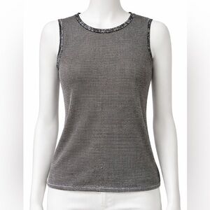 Jones New York Sleeveless Sweater Knit Top 
Tiny Houndstooth Pattern Size M